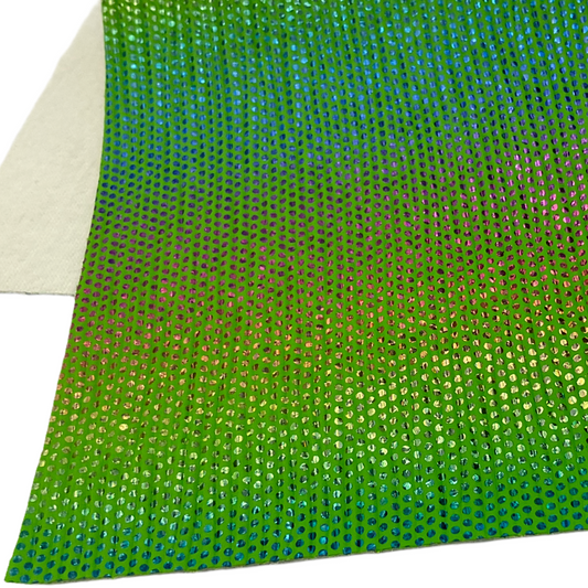 Green Laser Iridescent Textured Faux Leather Sheet