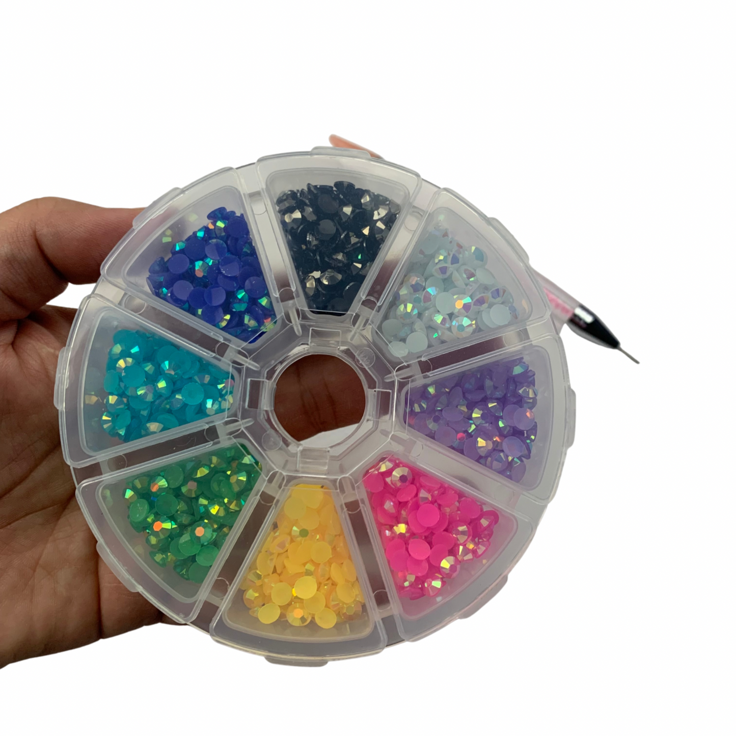 Mini Bling Box | Resin Rhinestones 8 Colors AB Jelly Flatbacks  | Non Hot Fix