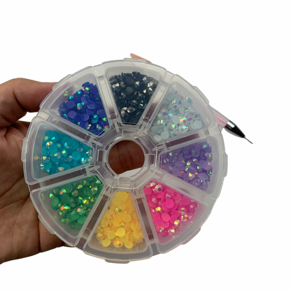 Mini Bling Box | Resin Rhinestones 8 Colors AB Jelly Flatbacks  | Non Hot Fix