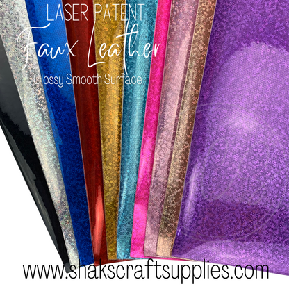 Laser Patent Mirror Glossy Smooth Surface Faux Leather Sheet